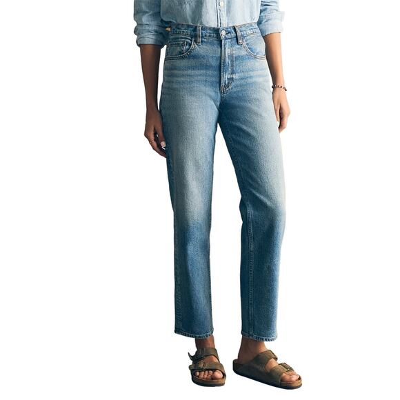 Sold! Faherty Womens Organic Cotton Slim Straight Jeans in Lakewood Wash 26 X 27 - Picture 1 of 8
